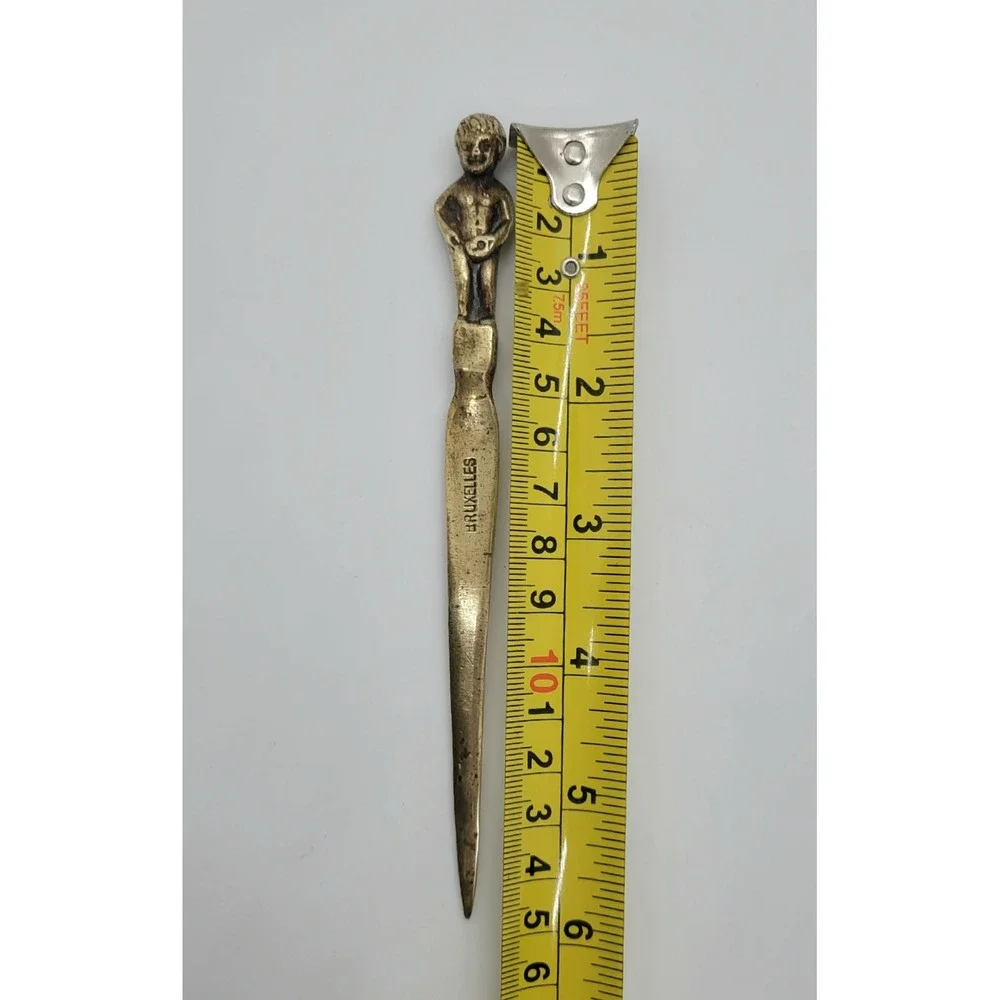 Vintage Brass Manneken Pis Bruxelles Letter Opener‎ Brussels Souvenir 5.75 inch